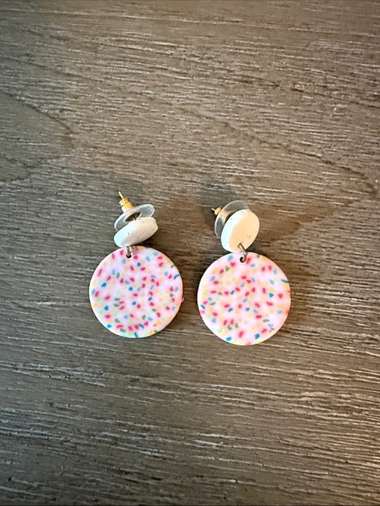Jewelry - Handmade White Confetti Dot Drop Earrings